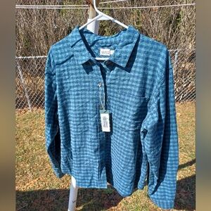 Alpine Design Green and Navy Plaid Soft Flannel Women's Shirt Size XL